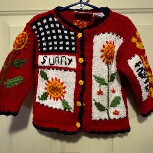 Vintage BADGE Sunny Hand Knit Floral Sweater 3T